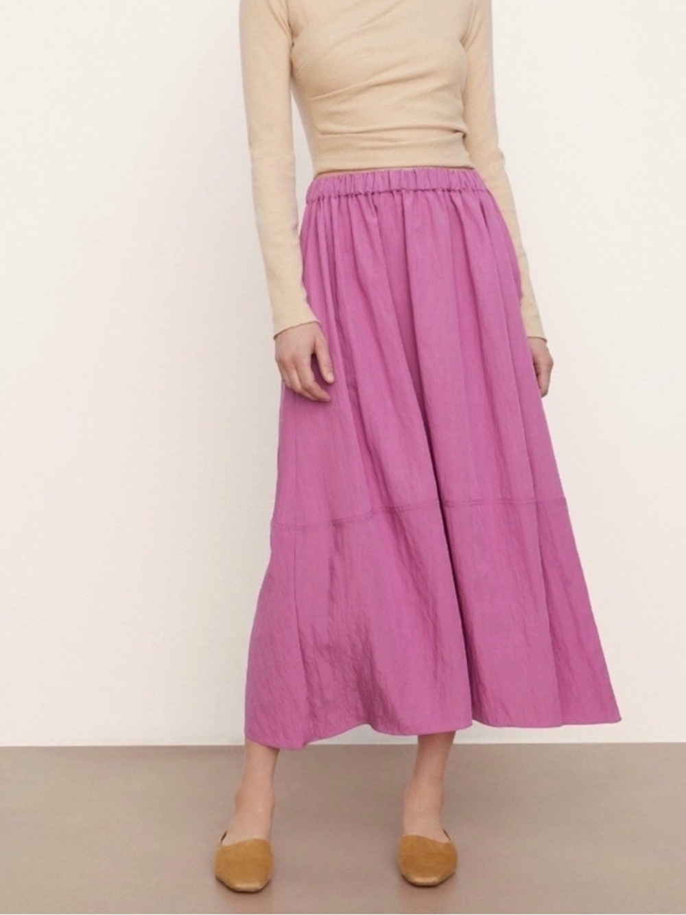 Vince Tiered Midi Skirt in Camelia - Picture 2 of 6